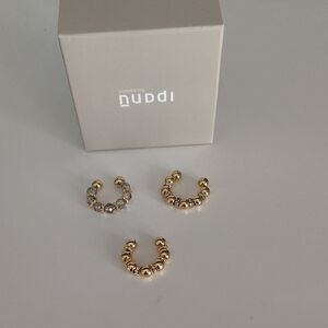Nudi Gold Beaded Ear Cuffs Set - Gold